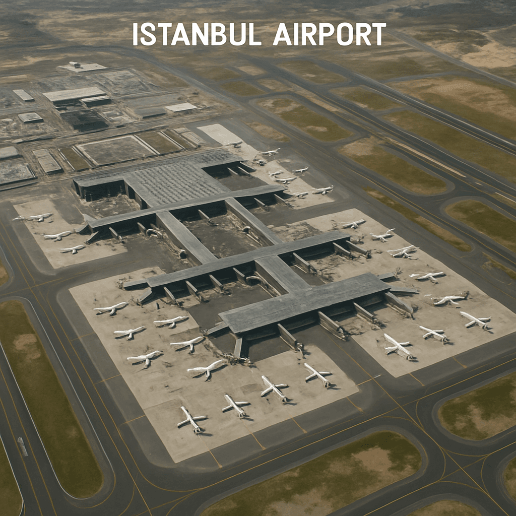 Sabiha Gokcen Airport terminal building and runway view